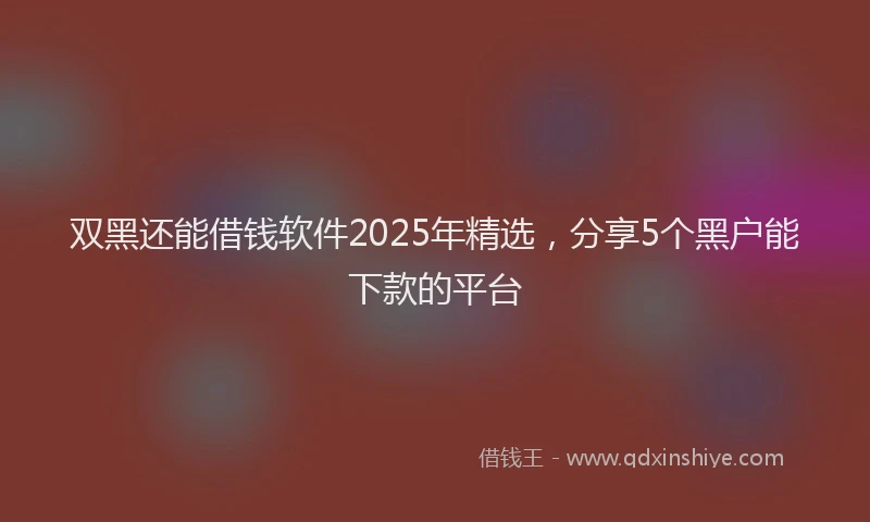双黑还能借钱软件2025年精选，分享5个黑户能下款的平台