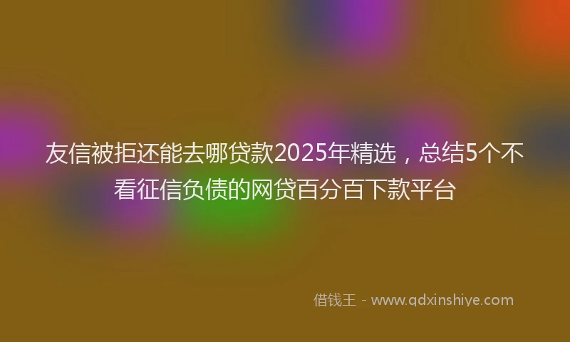 友信被拒还能去哪贷款2025年精选，总结5个不看征信负债的网贷百分百下款平台