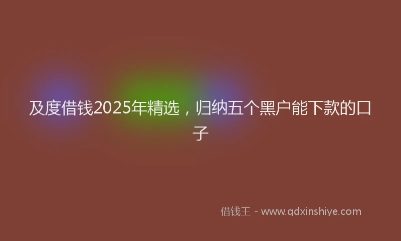 及度借钱2025年精选，归纳五个黑户能下款的口子
