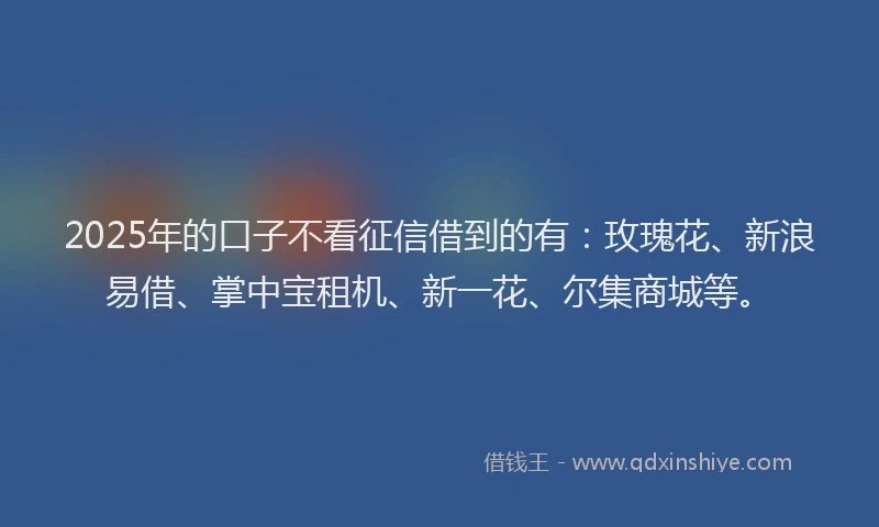 2025年的口子不看征信借到的有：玫瑰花、新浪易借、掌中宝租机、新一花、尔集商城等。