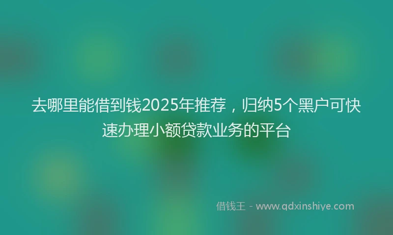 去哪里能借到钱2025年推荐，归纳5个黑户可快速办理小额贷款业务的平台