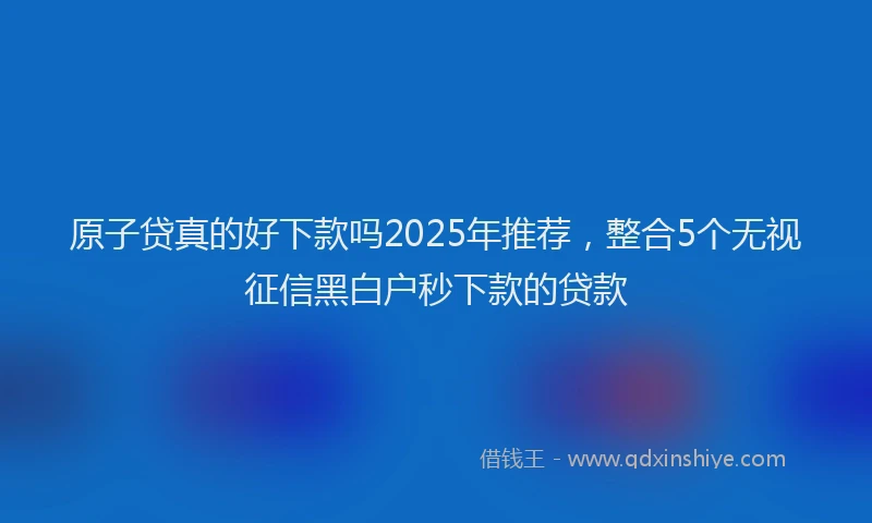 原子贷真的好下款吗2025年推荐，整合5个无视征信黑白户秒下款的贷款