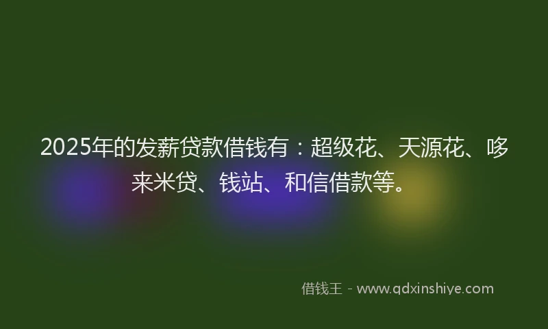 2025年的发薪贷款借钱有：超级花、天源花、哆来米贷、钱站、和信借款等。