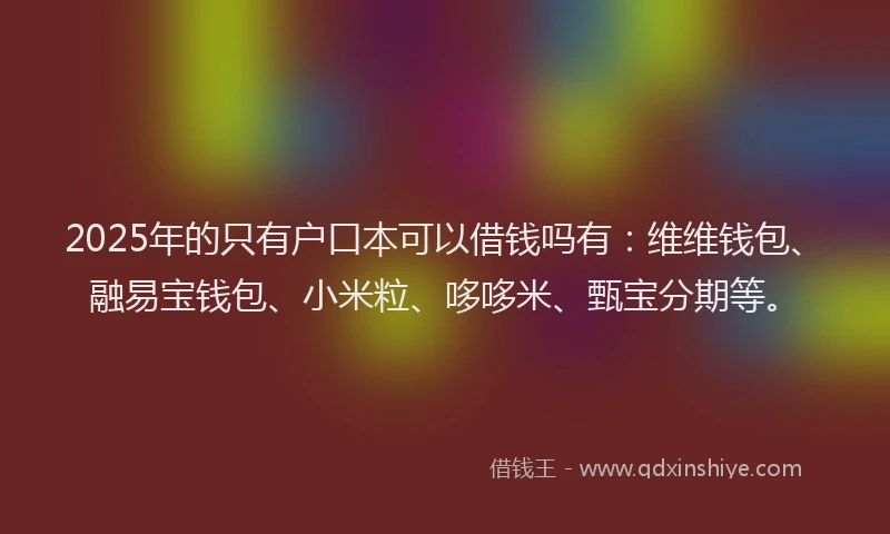 2025年的只有户口本可以借钱吗有：维维钱包、融易宝钱包、小米粒、哆哆米、甄宝分期等。