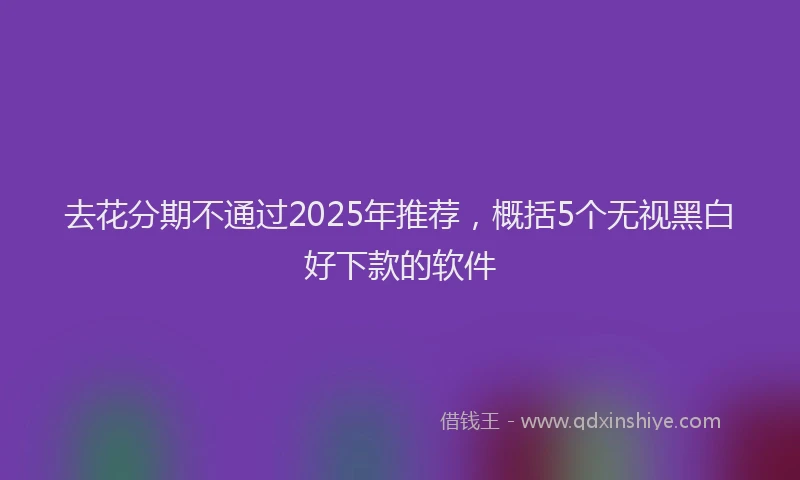 去花分期不通过2025年推荐，概括5个无视黑白好下款的软件