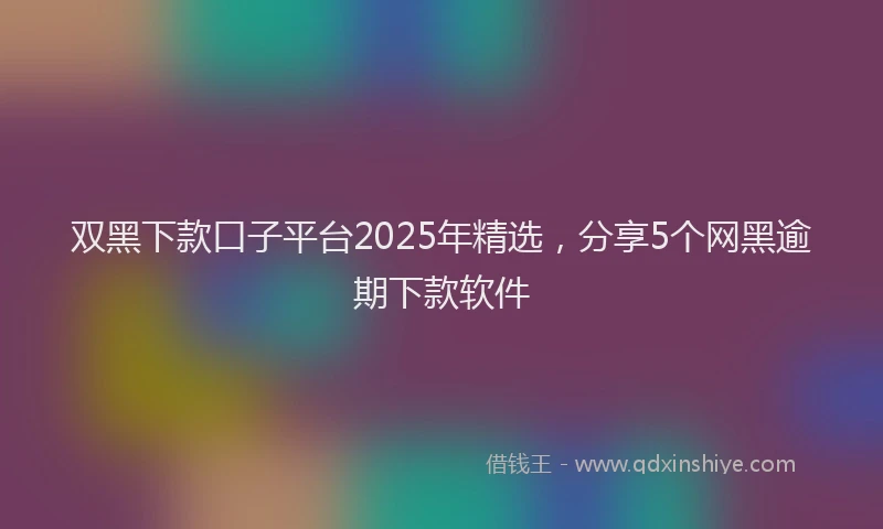 双黑下款口子平台2025年精选，分享5个网黑逾期下款软件