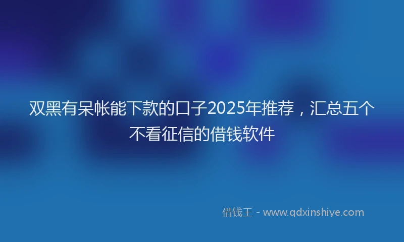 双黑有呆帐能下款的口子2025年推荐，汇总五个不看征信的借钱软件