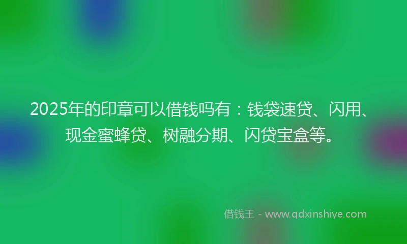 2025年的印章可以借钱吗有：钱袋速贷、闪用、现金蜜蜂贷、树融分期、闪贷宝盒等。