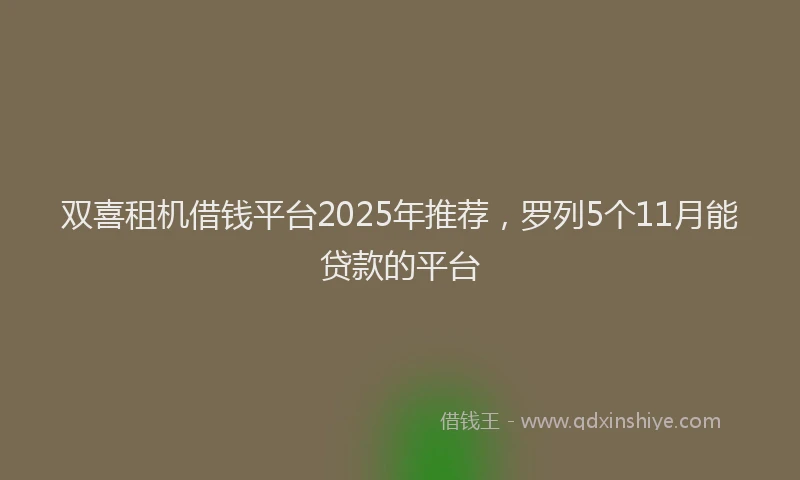 双喜租机借钱平台2025年推荐，罗列5个11月能贷款的平台