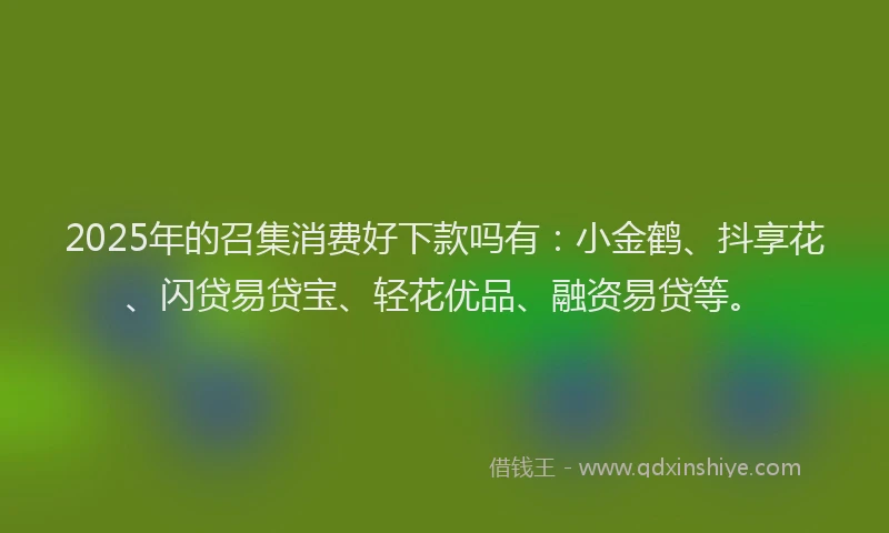 2025年的召集消费好下款吗有：小金鹤、抖享花、闪贷易贷宝、轻花优品、融资易贷等。