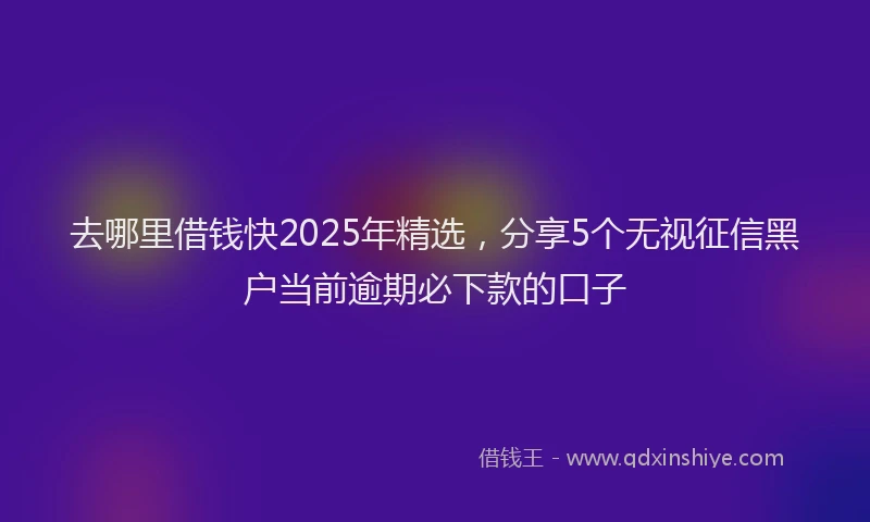 去哪里借钱快2025年精选，分享5个无视征信黑户当前逾期必下款的口子