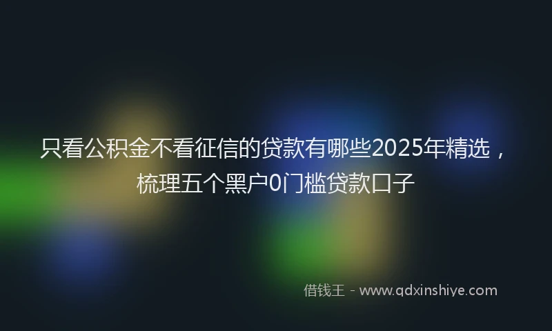 只看公积金不看征信的贷款有哪些2025年精选，梳理五个黑户0门槛贷款口子