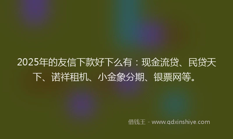2025年的友信下款好下么有：现金流贷、民贷天下、诺祥租机、小金象分期、银票网等。