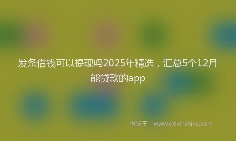 发条借钱可以提现吗2025年精选，汇总5个12月能贷款的app