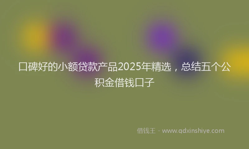 口碑好的小额贷款产品2025年精选，总结五个公积金借钱口子