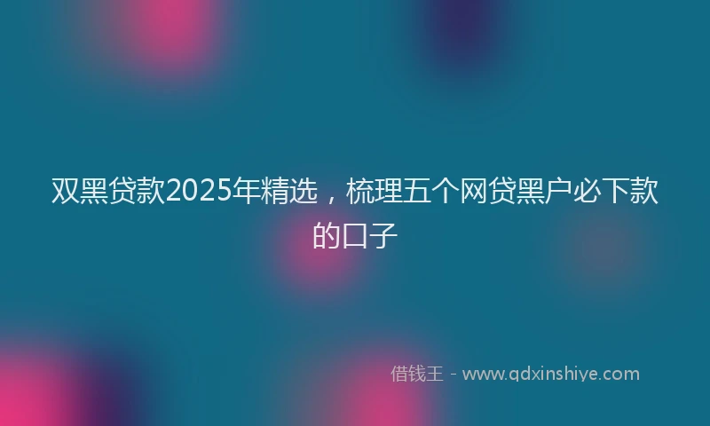双黑贷款2025年精选，梳理五个网贷黑户必下款的口子