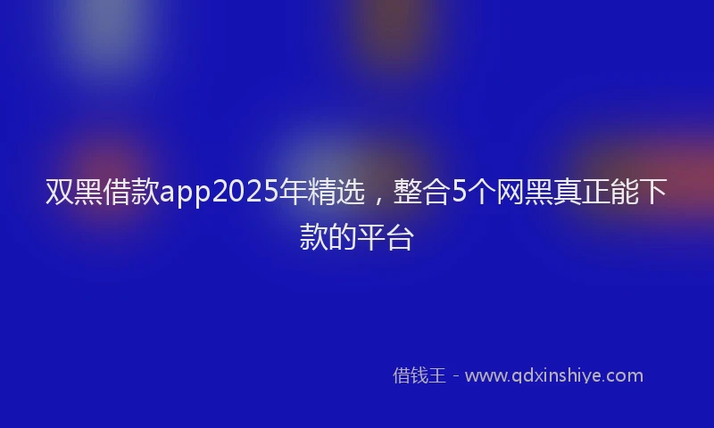 双黑借款app2025年精选，整合5个网黑真正能下款的平台