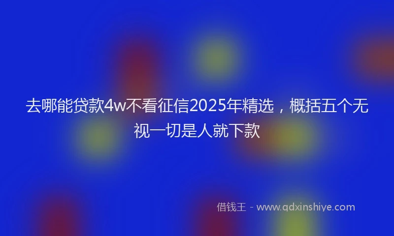 去哪能贷款4w不看征信2025年精选，概括五个无视一切是人就下款