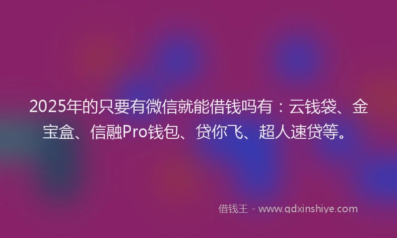 2025年的只要有微信就能借钱吗有：云钱袋、金宝盒、信融Pro钱包、贷你飞、超人速贷等。