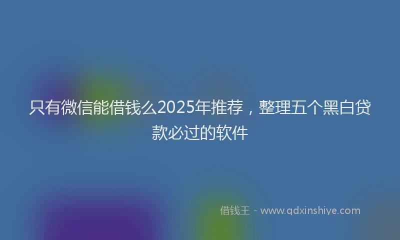 只有微信能借钱么2025年推荐，整理五个黑白贷款必过的软件