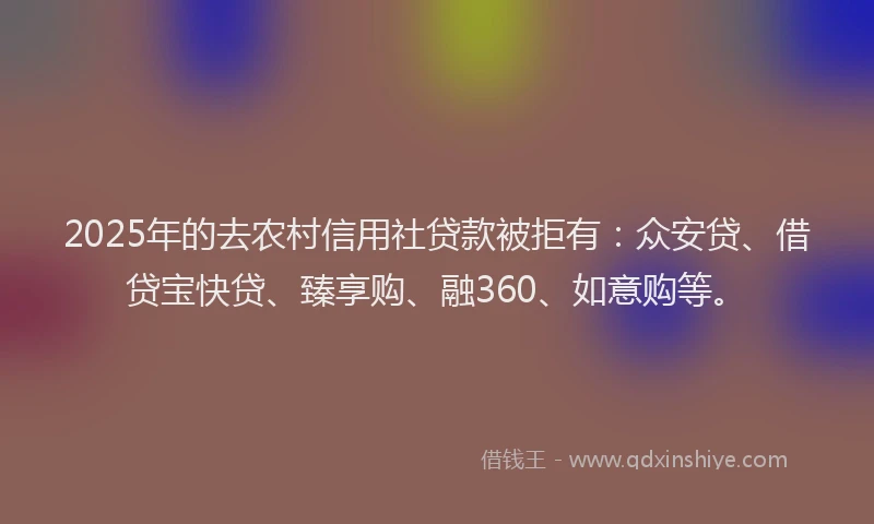 2025年的去农村信用社贷款被拒有：众安贷、借贷宝快贷、臻享购、融360、如意购等。