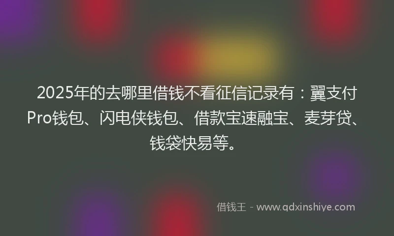 2025年的去哪里借钱不看征信记录有：翼支付Pro钱包、闪电侠钱包、借款宝速融宝、麦芽贷、钱袋快易等。