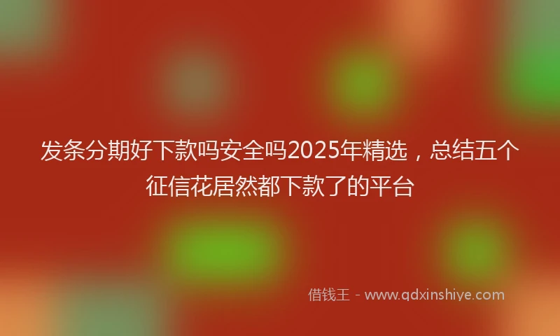 发条分期好下款吗安全吗2025年精选，总结五个征信花居然都下款了的平台