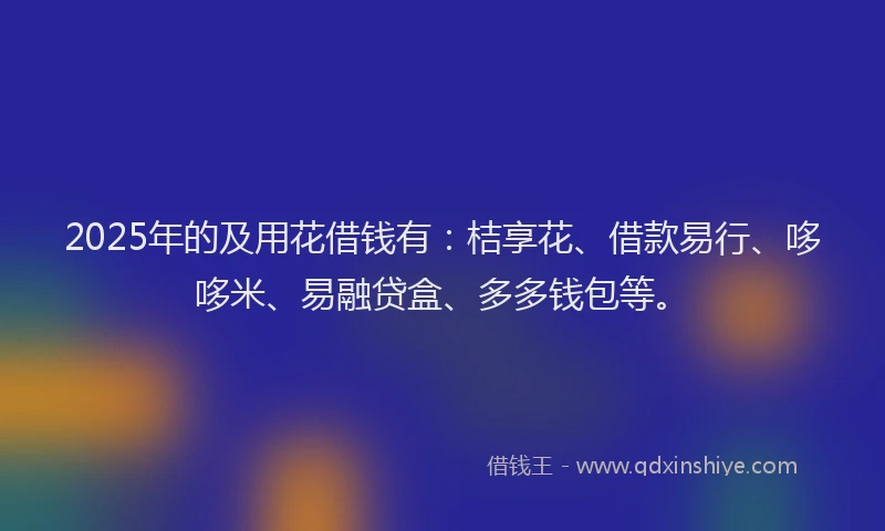2025年的及用花借钱有：桔享花、借款易行、哆哆米、易融贷盒、多多钱包等。