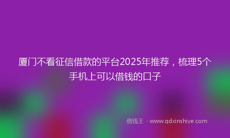 厦门不看征信借款的平台2025年推荐，梳理5个手机上可以借钱的口子