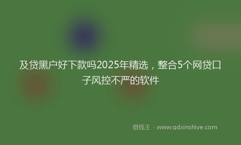 及贷黑户好下款吗2025年精选，整合5个网贷口子风控不严的软件