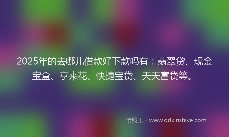 2025年的去哪儿借款好下款吗有：翡翠贷、现金宝盒、享来花、快捷宝贷、天天富贷等。