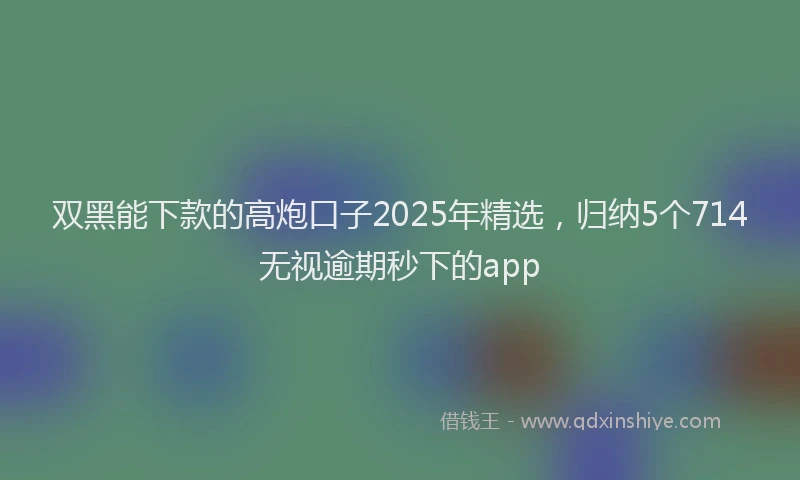 双黑能下款的高炮口子2025年精选，归纳5个714无视逾期秒下的app