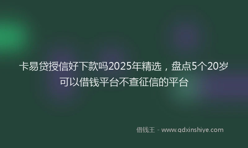 卡易贷授信好下款吗2025年精选，盘点5个20岁可以借钱平台不查征信的平台