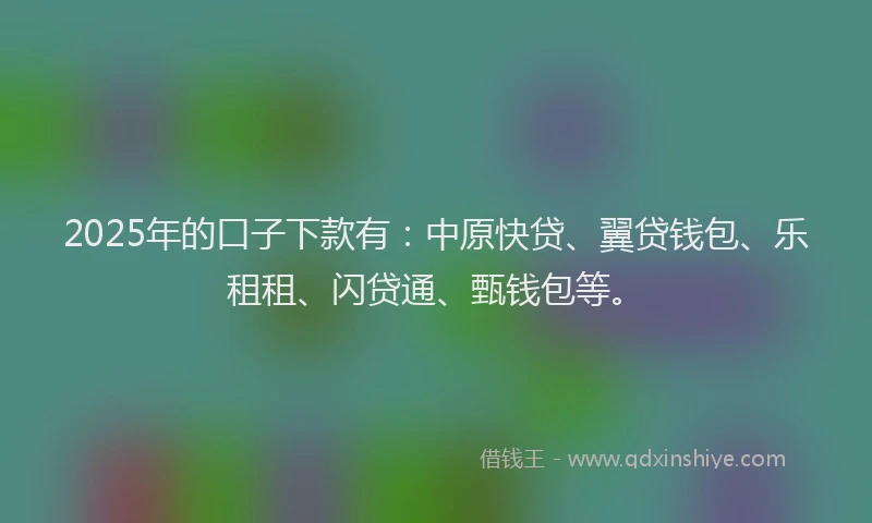 2025年的口子下款有：中原快贷、翼贷钱包、乐租租、闪贷通、甄钱包等。