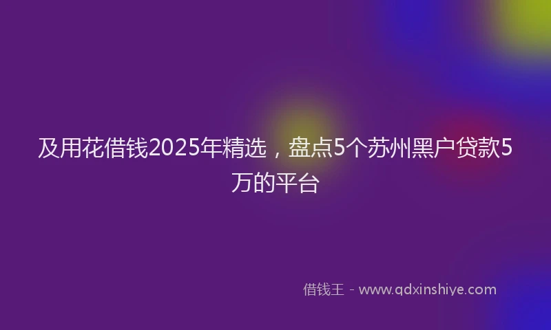 及用花借钱2025年精选，盘点5个苏州黑户贷款5万的平台