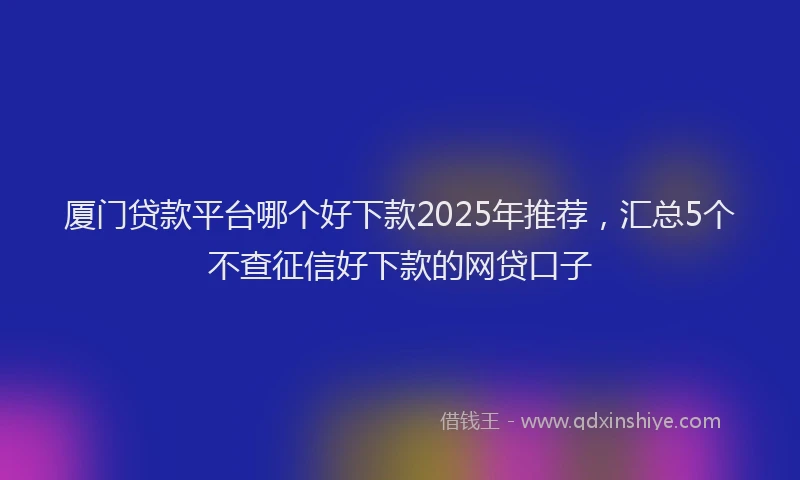 厦门贷款平台哪个好下款2025年推荐，汇总5个不查征信好下款的网贷口子