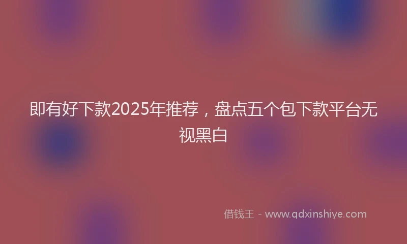 即有好下款2025年推荐，盘点五个包下款平台无视黑白
