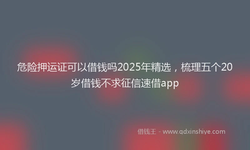 危险押运证可以借钱吗2025年精选，梳理五个20岁借钱不求征信速借app