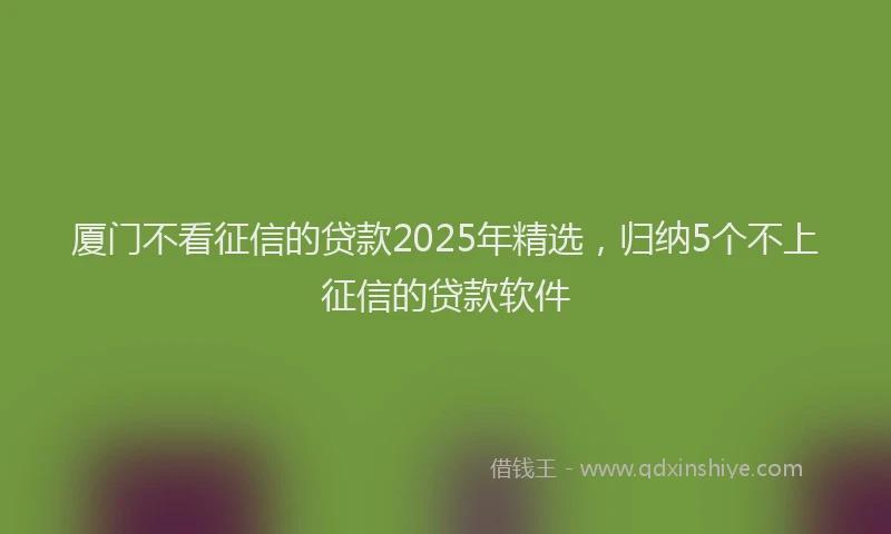 厦门不看征信的贷款2025年精选，归纳5个不上征信的贷款软件