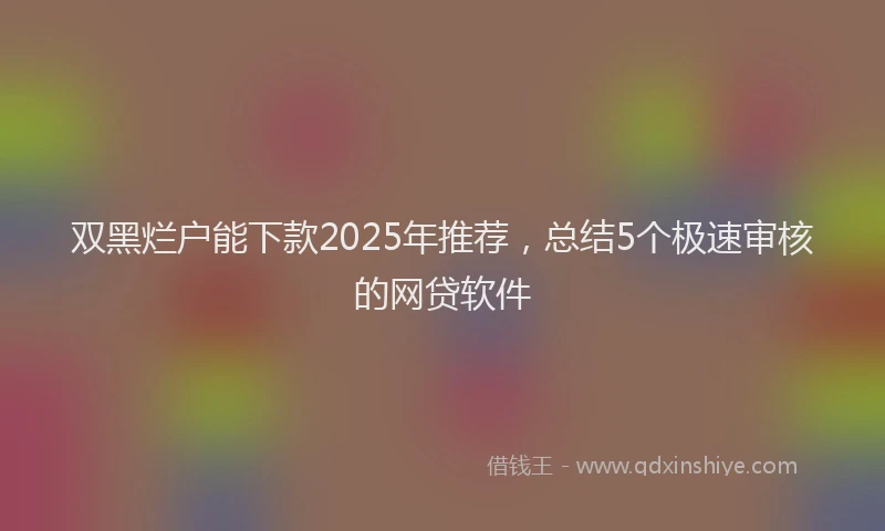 双黑烂户能下款2025年推荐，总结5个极速审核的网贷软件