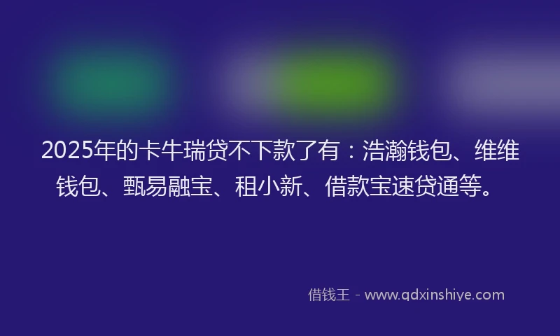 2025年的卡牛瑞贷不下款了有：浩瀚钱包、维维钱包、甄易融宝、租小新、借款宝速贷通等。