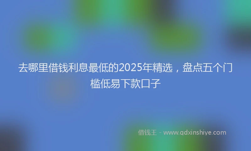 去哪里借钱利息最低的2025年精选，盘点五个门槛低易下款口子