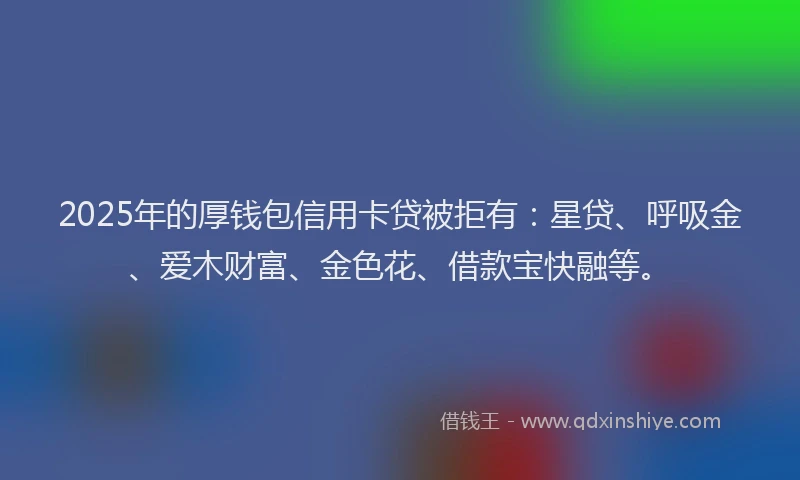 2025年的厚钱包信用卡贷被拒有：星贷、呼吸金、爱木财富、金色花、借款宝快融等。