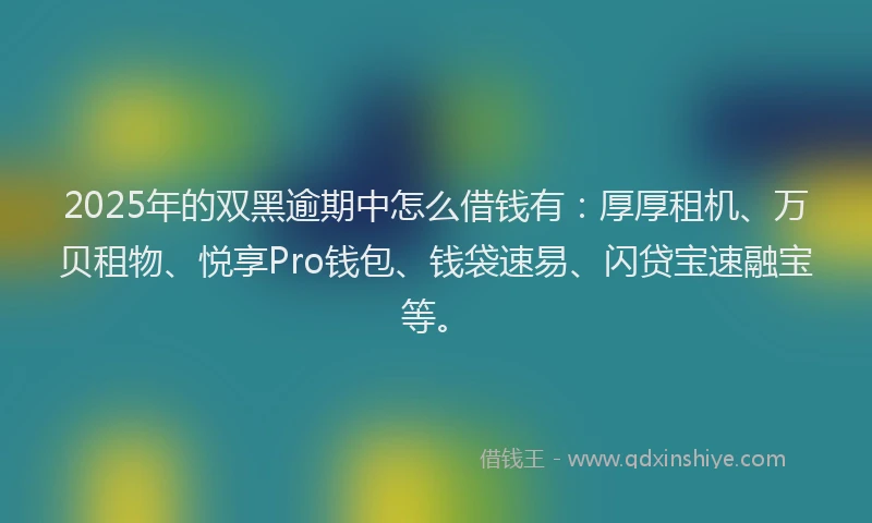 2025年的双黑逾期中怎么借钱有：厚厚租机、万贝租物、悦享Pro钱包、钱袋速易、闪贷宝速融宝等。