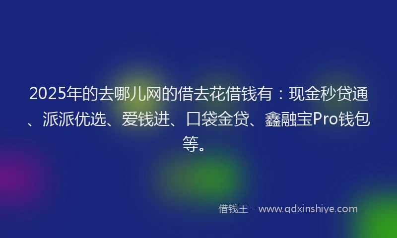 2025年的去哪儿网的借去花借钱有：现金秒贷通、派派优选、爱钱进、口袋金贷、鑫融宝Pro钱包等。