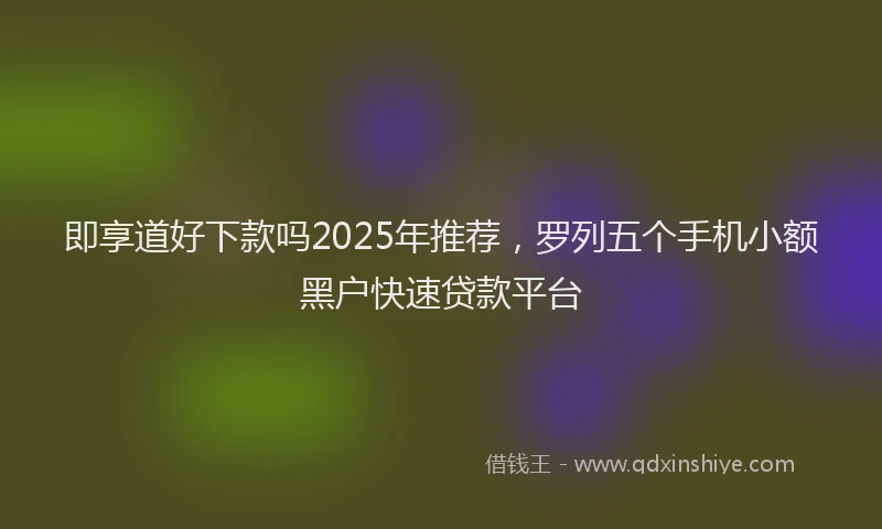 即享道好下款吗2025年推荐，罗列五个手机小额黑户快速贷款平台