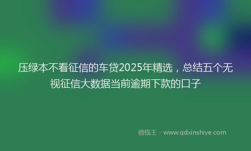 压绿本不看征信的车贷2025年精选，总结五个无视征信大数据当前逾期下款的口子