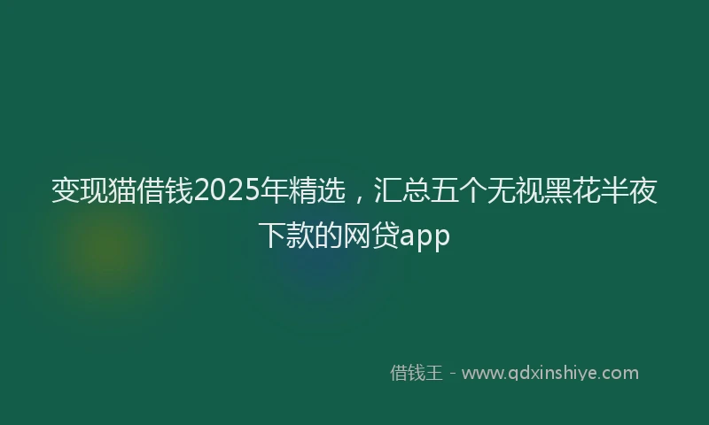 变现猫借钱2025年精选，汇总五个无视黑花半夜下款的网贷app