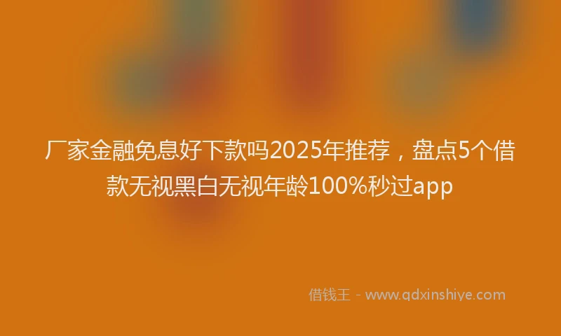 厂家金融免息好下款吗2025年推荐，盘点5个借款无视黑白无视年龄100%秒过app