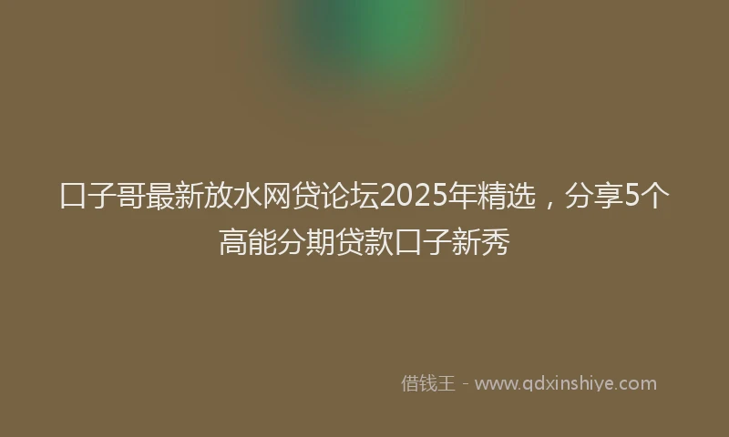 口子哥最新放水网贷论坛2025年精选，分享5个高能分期贷款口子新秀
